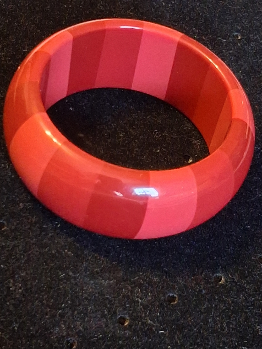 Girls' Chunky Red And Pink Striped Resin Bangle Bracelet